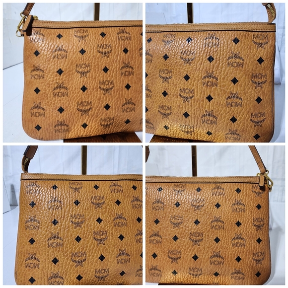 MCM Visetos Leather Pochette Cognac - Picture 8 of 12